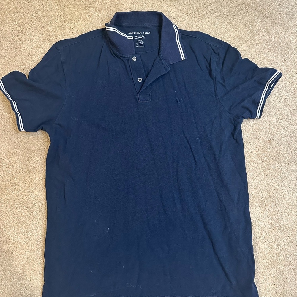 American Eagle Outfitters Blue Polo Shirt Classic Design